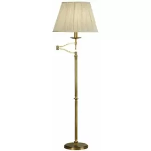 Luxury Moving Swing Arm Feature Floor Lamp Antique Brass & Beige Organza Shade