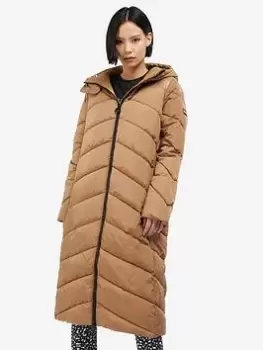 Barbour International Homerun Chevron Quilt Padded Coat - Brown, Size 12, Women
