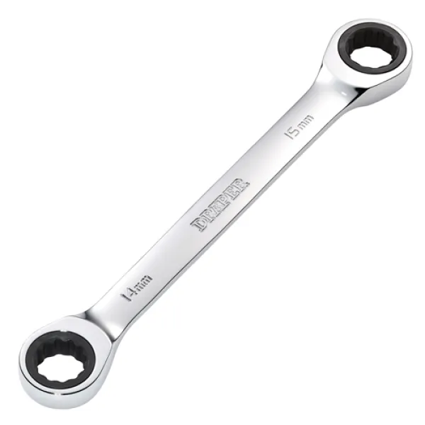 Draper HI-TORQ Metric Double Ratchet Ring Spanner, 14 x 15mm