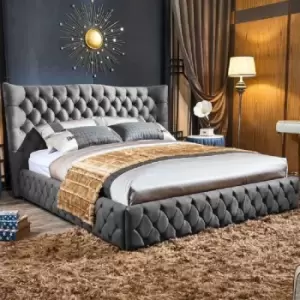 Gerald Bed Single Plush Velvet Grey