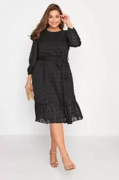 Dobby Puff Sleeve Dress