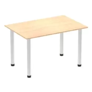 Impulse 1400mm Straight Table Maple Top Brushed Aluminium Post Leg