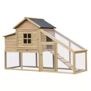 Pawhut Wooden Chicken Coop Withoutside Run Nesting Box Slide Out Tray Ramp