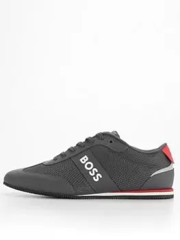 BOSS Rusham Lowp Trainer, Dark Grey, Size 12, Men