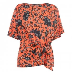 Biba Tie Detail Top - Orange Paisley