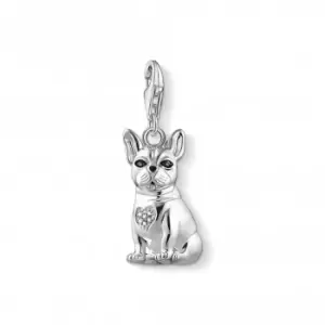 Sterling Silver Enamel Zirconia Bulldog Charm 1726-041-21