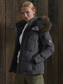 Superdry Premium Rescue Down Jacket, Grey, Size 6, Women