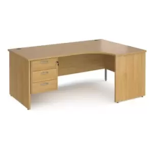 Office Desk Right Hand Corner Desk 1800mm With Pedestal Oak Top And Panel End Leg 1200mm Depth Maestro 25 MP18ERP3O