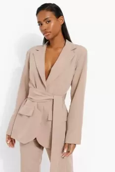 Obi Tie Waist Tailored Blazer