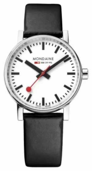 Mondaine Evo2 35mm Black Leather Strap MSE.35110.LB Watch