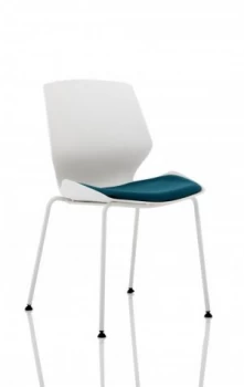 Florence White Frame Visitor Chair in Maringa Teal KCUP1538