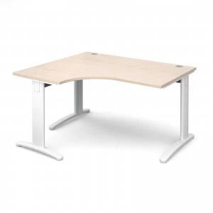 TR10 Deluxe Left Hand Ergonomic Desk 1400mm - White Frame maple Top