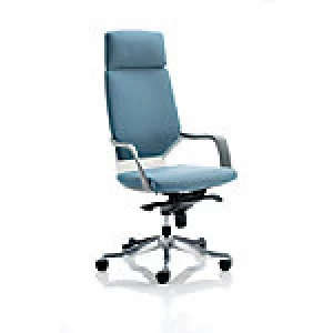 Executive Chair Xenon White Shell High Back Blue Fabric With Headrest