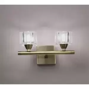 Cuadrax wall light 2 bulbs G9, antique brass