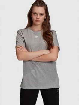 adidas Originals Trefoil Essentials T-Shirt - Grey, Medium Grey Heather, Size 10, Women