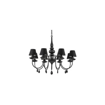 Ideal Lux Blanche - 8 Light Multi Arm Chandelier Black Finish, E14