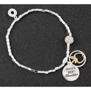 Glam Two Tone Sentiment Bracelet Teacher