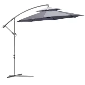 Outsunny 2.7M Cantilever Banana Parasol Outdoor Sun Shade With Crank - Dark Grey