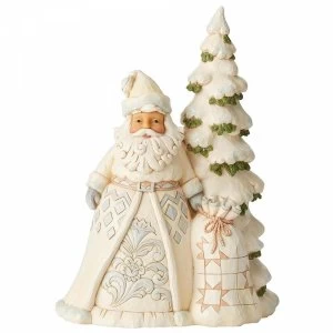 Secrets Of The Snowfall Santa with Tree Figurine