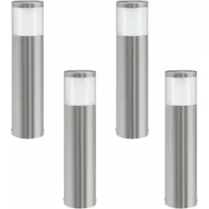 Loops - 4 pack IP44 Outdoor Pedestal Light Stainless Steel 3.7W LED Wall Post Lamp