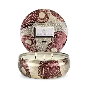 Voluspa Gilt Pomander & Hinoki Three Wick Tin Candle 12 oz.