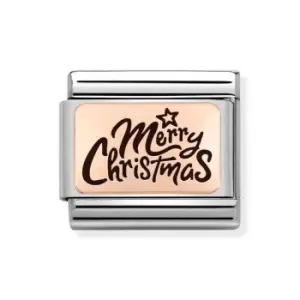 Nomination Classic Rose Gold Merry Christmas Celebration Charm