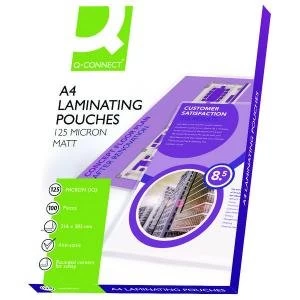 Q-Connect Matt A4 Laminating Pouch 250 Micron Pack of 100 KF24055