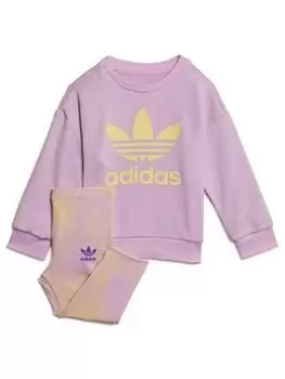 adidas Originals Toddler Girls Print Crew Set, Light Purple, Size 3-6 Months, Women