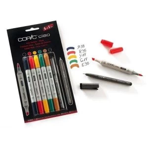 Copic Ciao 5 + 1 Marker Pen Set with a Copic Multiliner Hues Set of 6