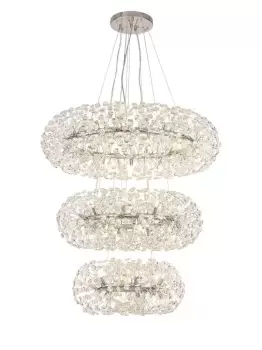 3 Tier Pendant 58 Light G9 Polished Chrome, Crystal, Item Weight: 30.2kg