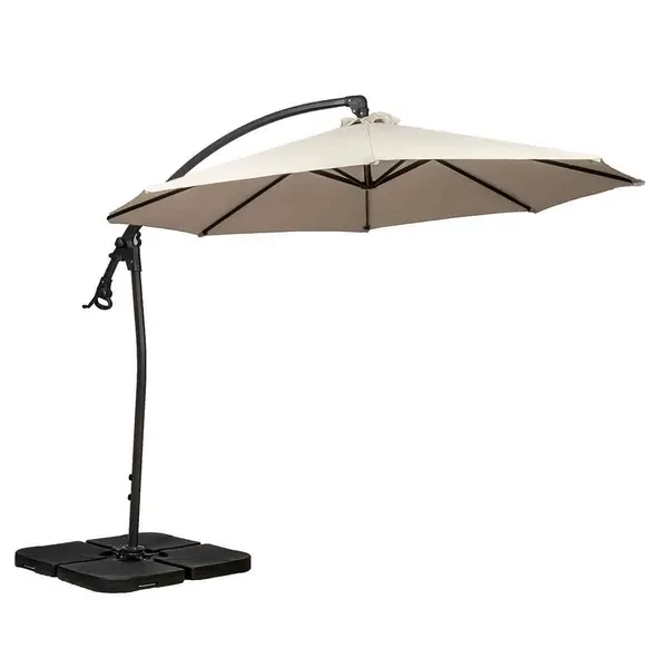 3m Royal Craft Deluxe Pedal Operated Rotational Cantilever Parasol with Cross Stand Ivory