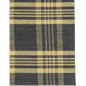 Douglas Grey and Yellow Tartan Check Non-Slip 100% Wool Rug, 150 x 240cm - Grey - Homescapes