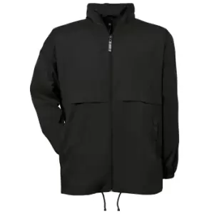 B&C Mens Air Lightweight Windproof, Showerproof & Water Repellent Jacket (2XL) (Black)