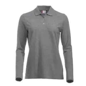 Clique Womens/Ladies Classic Marion Melange Long-Sleeved Polo Shirt (L) (Grey Melange)