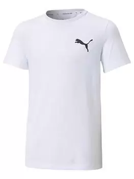 Puma Boys Training Small Logo Tee - White, Size 13-14 Years