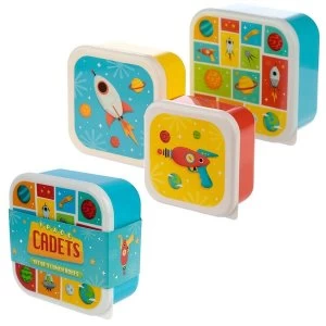 Space Design Set of 3 Plastic Lunch Boxes