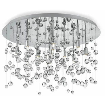 Ideal Lux Neve - 8 Light Medium Blown Glass Bubbles Ceiling Pendant Chrome, G9