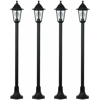 4 X Traditional Victorian 1.2M Black IP44 Outdoor Garden Lamp Post Bollard Lights - No Bulbs