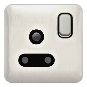 Schneider LSD 1G 15A Round Pin Switched Socket Black Insert Stainless Steel - GGBL3090BSSS