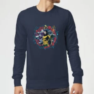 Aquaman Circular Portrait Sweatshirt - Navy - 3XL