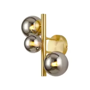 Luminosa Segal Wall Lamp, 3 Light G9, Satin Gold, Chrome Plated Glass