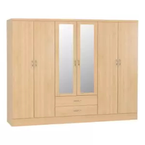 Seconique Nevada 6 Door 2 Drawer Wardrobe - Sonoma Oak Effect