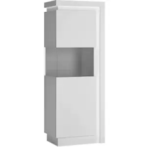 Lyon Narrow display cabinet (LHD) 164.1cm high (including LED lighting) in White and High Gloss - White and High Gloss
