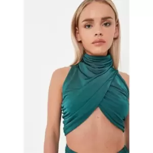 Missguided Co Ord High Neck Wrap Tank Top - Green