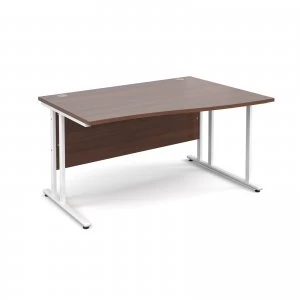 Maestro 25 WL Right Hand Wave Desk 1400mm - White Cantilever Frame wa