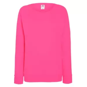 Fruit OF The Loom Ladies Fitted Lightweight Raglan Sweatshirt (240 GSM) (XS) (Fuchsia)