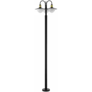 Loops - IP44 Outdoor Bollard Light Black & Gold Curved Lamp Post 3 x 60W E27 Bulb