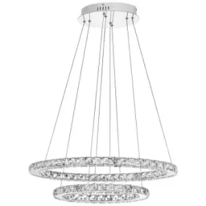 Merano - Cincinnati Integrated LED Pendant Ceiling Light Chrome Aluminium, Crystal Adjustable LED 40W 2400Lm 3000K