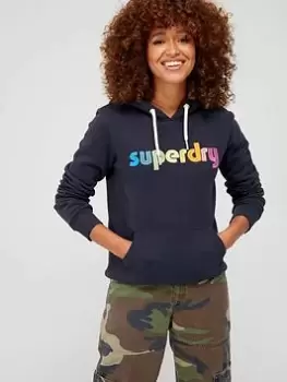 Superdry Vintage Rainbow Hoodie - Blue Size 14, Women