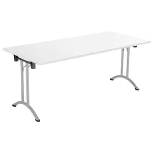 One Union Folding Table 1600 X 800 Silver Frame White Rectangular Top